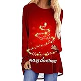 NSICBMNO Weihnachts-T-Shirt für Damen – lustig, übergroß, Weihnachtsbaum...