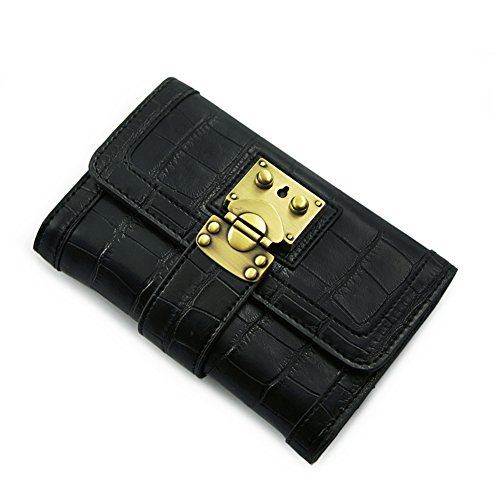 Portefeuille pour dames grand format en cuir noir pour ranger toutes vos cartes sans l'encombrer