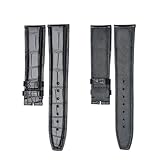 HCBBCEW Compatibile con il cronografo IWC PORTOFINO PORTUGIESER, cinturino automatico in coccodrillo da 7 giorni(Black Yellow,20mm)