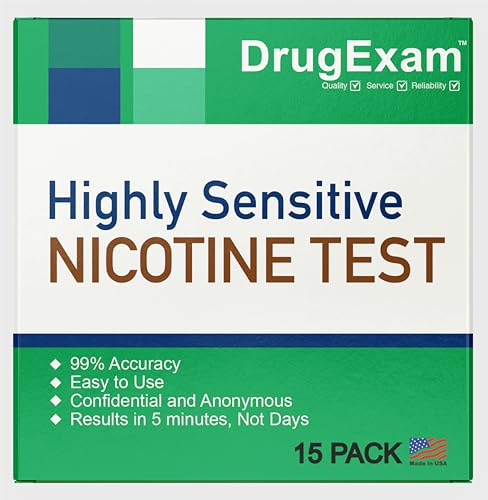 15 Pack - DrugExam Made in USA, Nicotine Tobacco Cotinine Urine Test Strip Kit - Urine Dip Strip Testing Cotinine from Smoking (15)