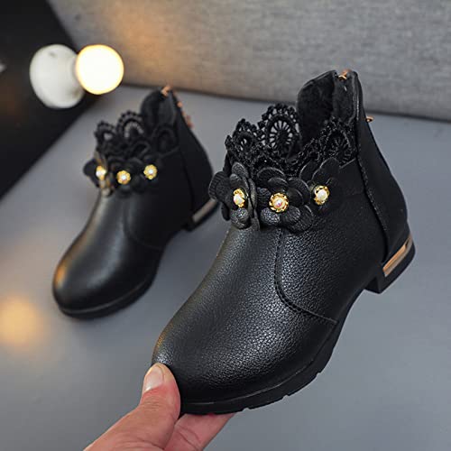 Ankle Boot For Baby Princess Shoes Girls Shoes Fashion Ankle Boots Kids Low Heel Dress Booties (Black, 7-8 Years) #TOP5