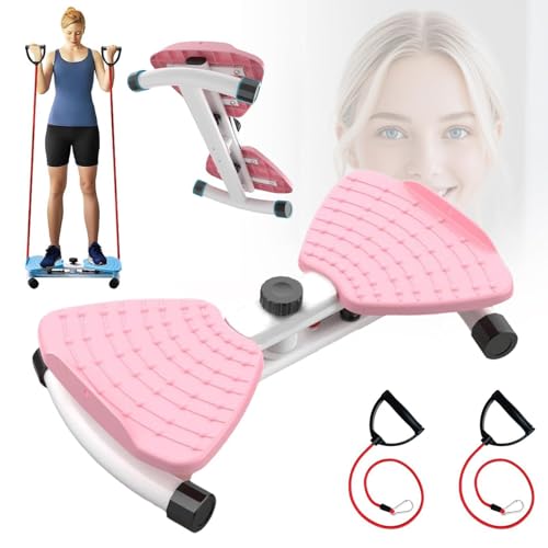 Twisting Waist Machine Waist Sculptor Twister, Heavy-Duty Carbon Steel Frame & 150KG Capacity, No Assembly Home Fitness GearPink,53cm*33cm