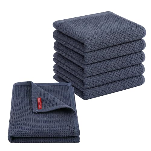 Carehabi Torchon Cuisine 6PCS 30x30cm Torchon Vaisselle Torchons de Cuisine Coton Vaisselle Torchons Doux et Très Absorbants - Séchage Rapide pour Vaisselle...