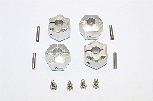 GPM Thunder Tiger Kaiser XS Upgrade Parts Aluminum Wheel Hex (12mm X 10mm) - 4Pcs Set Silver