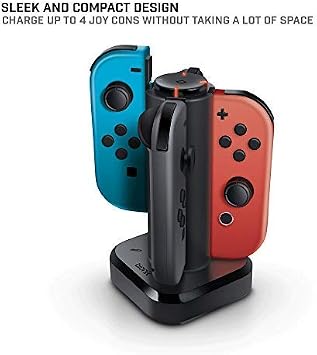 Bionik Tetra Power - Nintendo Switch Joy Concharging Dock (4 Controlers) مع نظام ضبط الكابلات المدمج ومؤشرات حالة شحن LED