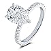 Bo.Dream 2 Carat Pear Shaped Cubic Zirconia CZ Engagement Rings For Women Platinum Plated Sterling Silver Size 6