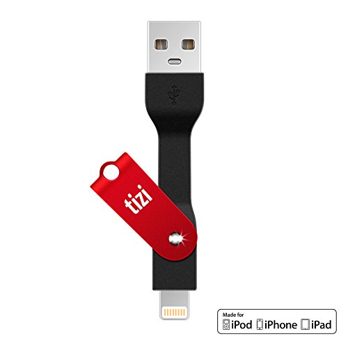 equinux Tizi Schlingel Express  Lightning USB Keychain Cable (Color: Monza Red/Black) with Lightning Connector, Apple MFi Certified