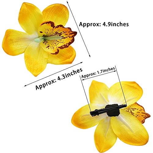 Set de 9 Broches para Cabello con Flor de Orquídea Grande de Chifón para Mujer, Accesorios para Boda, Playa y Fiesta miniatura 2