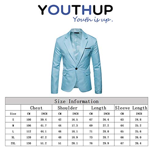 YOUTHUP Blazer Homme Slim Fit Formel Élégant Mode Moderne Costume d'affaires Mariage Bal, Blanc, L - Image 5