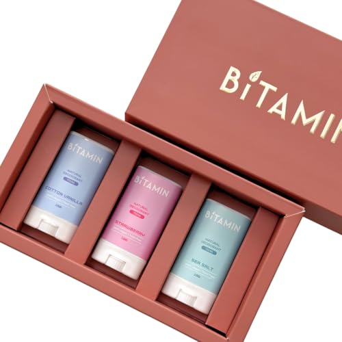 Image of Bitamin Natural Deodorant Underarm Roll On Cream For Kids & Teens | Kids Deodorant Roll On for Girls & Boys With 3% Vitamin C & E | No Aluminium, No Alcohol, No Parabens & No Triclosan | 8 Hour Odour Control, Ages 10-18 | Sea Salt, Strawberry & Cotton Vanilla 15 g Each (Gift Pack)