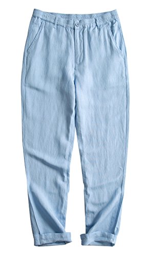 CHARTOU Man's Summer Casual Stretched Waist Loose Fit Linen Beach Pants3