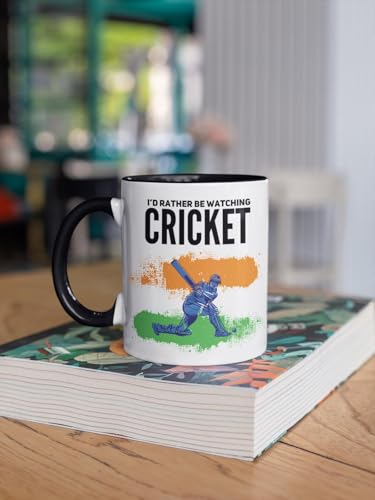 Image of Cricket Theme Ceramic Coffee Mug, MS Dhoni and Virat Kohli Fan Art Print (Sports Lover) (Cricket-5, Large)