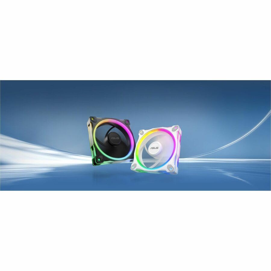 Image of ASUS Prime MR120 ARGB Fan White Triple Pack, 28mm Extra-Thick Frame, Quiet, high-Performance Cooling with PWM Control, 20 ARGB LEDs with Dual-Sided Frame Lighting, Aura Sync Compatibility