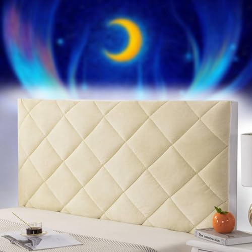 AuMarndi Copri Testata Copri Testiera Imbottita Letto Singolo 90 Cm Copertura per Testiera Protezione Testata Cover Cuscino Antipolvere Velluto Fodera Protezione Anti-collisione,giallo-100cm