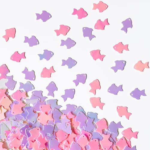 Image of Fish Confetti for Party Table Decor | 1000+PCS Pink&Purple Glitter Fish Table Confetti Decortions for Party Supplies