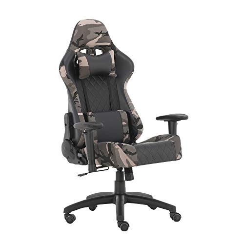 Futurefurniture®Gaming Stuhl,Gamingstuhl,Gaming Sessel,Gaming Chair,mit Kopfstütze und Lendenkissen,Farbe:Tarnung