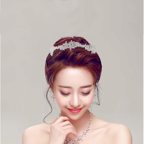 Genérico Diadema de Mujer Broche en Forma de Estrella y Gemas de Imitación, Color Plata, Material Aleación y Cristal, Adecuado para Boda y Eventos