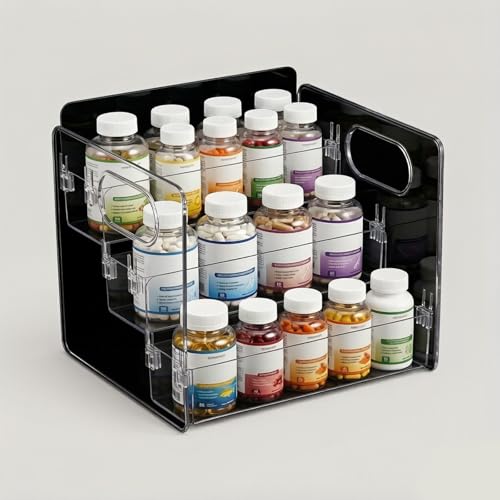 Botiquín ordenado con el organizador de medicamentos apilable de 3 piezas para tabletas 4