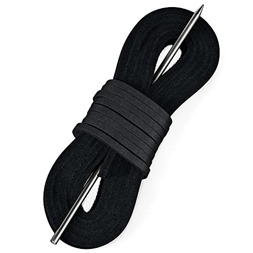 TOFL Leder-Bootsschuh-Schnürset | 114,3 cm | 1 Nadel und 2 Streifen [1 Paar], Schwarz Cover