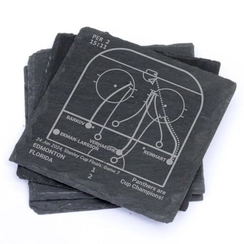 Greatest Panthers 2024 Championship Plays: Leatherette Coasters (Set of 4) | Unique Panthers 2024 Championship Gift for Men and Sports Fans | Iconic Panthers 2024 Championship Moments