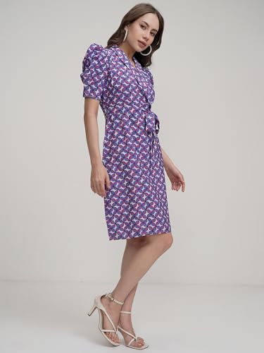 Image of Tokyo Talkies Women's Floral Shirt Mini Dress | Lapel Collar, Short Sleeves & Belt | Chic & Effortlessly Stylish
