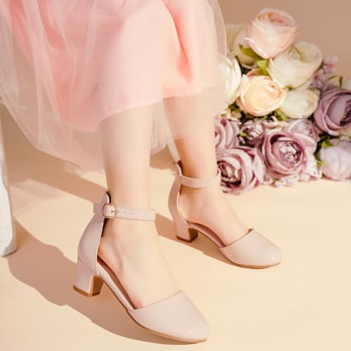 Image of LAURMOSA Girls Dress Shoes Closed Toe Pumps High Heels for Little Big Kid