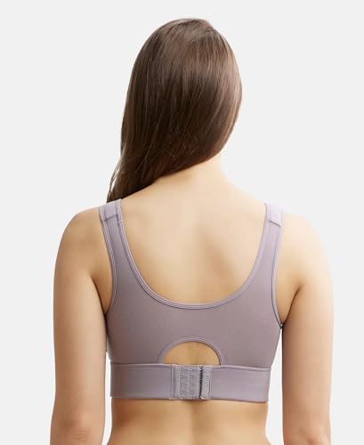 Image of Jockey JW12 Women Wirefree Padded Tencel Lyocell Elastane Stretch Full Coverage Lounge Bra with Stay Fresh Properties and Removable Pads