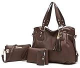 Soperwillton Fashion Handbag for Women Shoulder Bag Top Handle Satchel Hobo Tote Bag Purse Set 4pcs