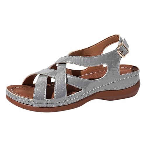 Image of Ladies Sandals,Fashion Sandals Slip On Casual Comfortable Summer Flat Shoes With Buckle