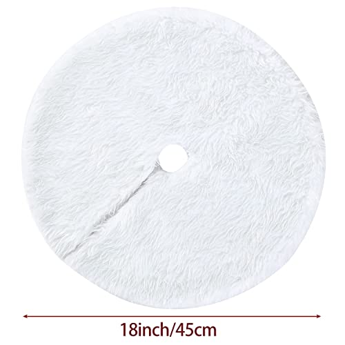 Sattiyrch Faux Fur Christmas Tree Skirt 18in,Xmas White Small Tabletop Christmas Tree Skirt(White Faux Fur, 18in) - Thumbnail 2