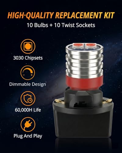 Bombillas LED T10 194 Rojo Paquete 10 Piezas miniatura 2