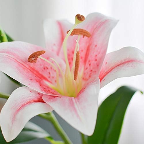 5 Pcs Artificial Lily Flowers 22.6" Faux Silk Lily Flowers Real Touch Fake Lily Floral for Home Party Wedding Table Centerpiece Decor (Pink) - Image 4