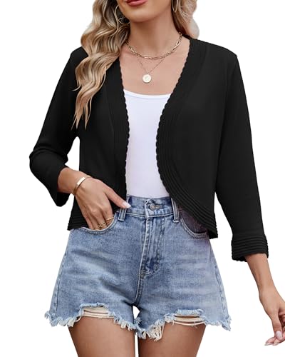 Women's Long Sleeve Knitted Cardigan Solid Color Open Front Tops Shrug4