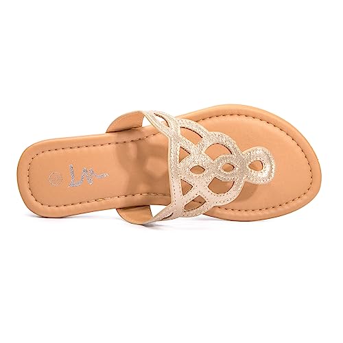 Image of LM Women's Thong Sandals T-Strap Sandals Slip On Flat Sandals Flip Flop Casual Summer Slide Sandals