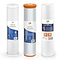 Aquaboon 5 Micron 20 x 4.5 Sediment, Iron & Manganese, CTO Whole House Water Filters Replacement Cartridges Set for 3-Stage Water Filter System