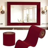 WESTICK Bordo autoadesivo in velluto rosso bordeaux con cornice a specchio, bordo per bacheca, 9,9 x 1000,8 cm, stile vintage, in velluto, per bagno, comò, aula