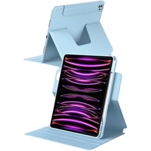 AnMengXinLing Magnetic Case for iPad 10.2 inch iPad 7th/8th/9th Generation with Pencil Holder, Hybrid Detachable Magnet Protective Vertical Clear Cover for iPad9/iPad8/iPad7/Air3/Pro10.5，Blue Cover