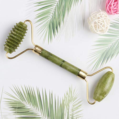 PIXNOR Rolo de jade para rosto, rolo de beleza facial de pedra, massageador reutilizável, raspador f