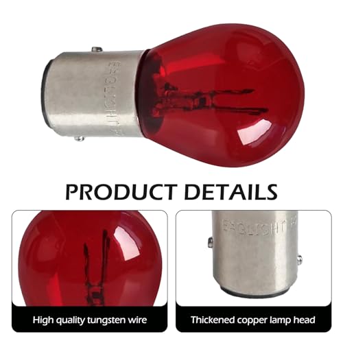 Bawkars 10 PCS 1157 Bulbs, Turn Signal Bulbs, Brake Tail Light Bulb Replacement, Halogen DC 24V 1157 P21/5W S25 BAY15D Lights, Universal for Cars, Trucks, SUVs (Red)