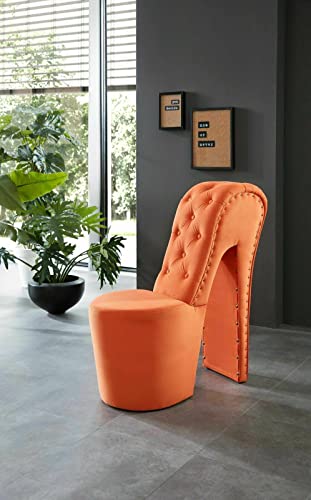 generisch Schuhsessel Retro-Look Knopfsteppung Sessel Stuhl High Heel (Trinity orange 17)