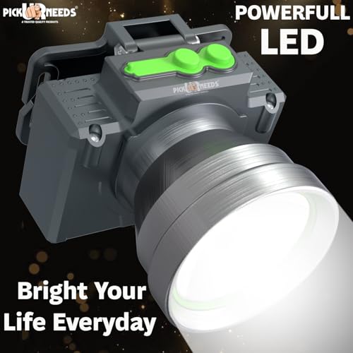 Image of Pick Ur Needs Chargeable Head Lamp with 3 Type LED Metal Body 200W Laser 3600 mAh Long Battery 5 hrs Torch Emergency Light (Silver)
