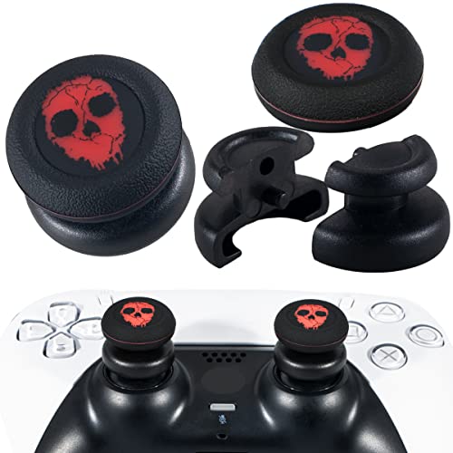 PlayRealm NO Falling Off Lot de 2 rallonges de pouce et coque en silicone pour manette PS5 et PS4 (rouge fantôme) Cover