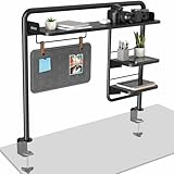 VIVO Clamp-on 38 inch Desktop Shelving System for Sit Stand Workstation, Raised Accessory Storage Shelves and Magnetic Memo Board Desk Organizer, Black, DESK-SHELF38A