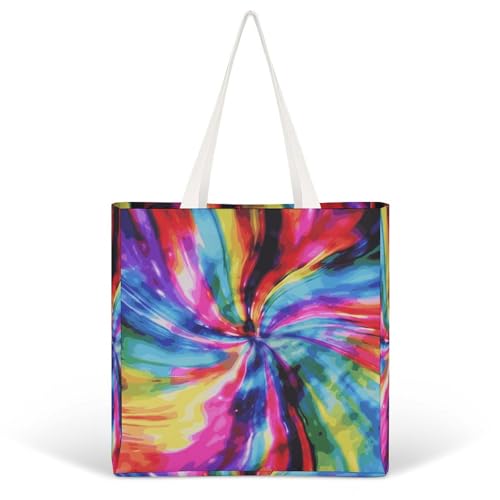 BTCOWZRV Borsa tote in tela da donna colorata tie dye borse della spesa riutilizzabile estetica borsa casual per le vacanze shopping, stile, taglia unica, Stile, One Size