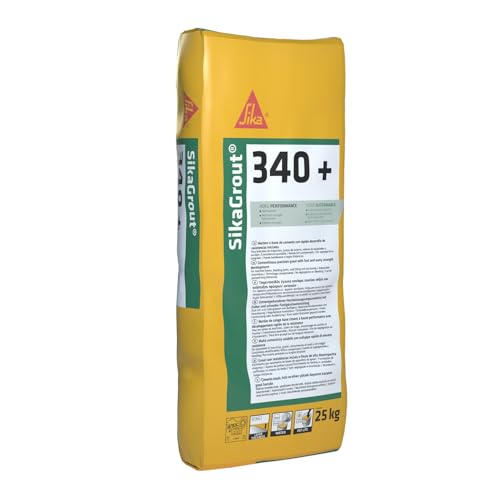 SIKA - Mortero de alta resistencia - SikaGrout 340+ - Mortero de anclaje, relleno de cavidades, reparación de hormigón, base de maquinaria, autonivelante, baja huella de carbono - 25 kg