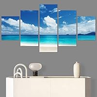 SIGNWIN 5 Panel Canvas Wall Art Modern Art Beach Coastal Expressive Global Multicolor Photography for Home Decorations Ready to Hang - 60