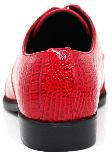 Image of STW Men's Alligator Crocodile Print Oxfords Fashion Lace Up Dress Shoes