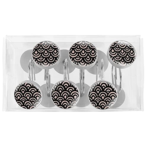 Crochets rideau de douche acier inox contre la rouille avec décor noir x12 - 6