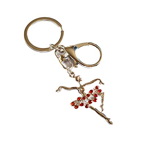 Preisvergleich Produktbild XHNNI Strass Schlüsselanhänger Niedlich Ballerina Schlüsselanhänger Legierung Schlüsselring für Mädchen Damen Handtasche Rucksack Schultertasche Zubehör Schlüsselanhänger, Pink, rot (Rot) - FXTVNMVL02