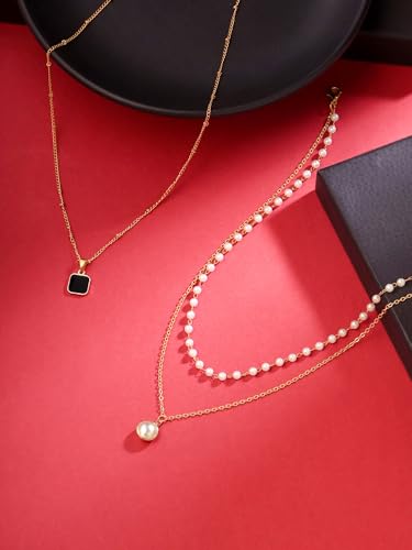 Image of Yellow Chimes 2Pcs Long Chain Pendent Necklace for Women & Girls - Stylish Pendant Chains for Wife, Girlfriend, Birthday, Anniversary